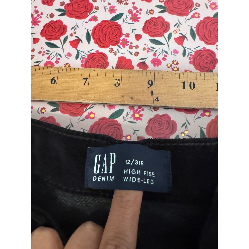 Gap High Rise Wide Leg velvet Pants Black Size 12/31R New With Tags e3 - Picture 5 of 8